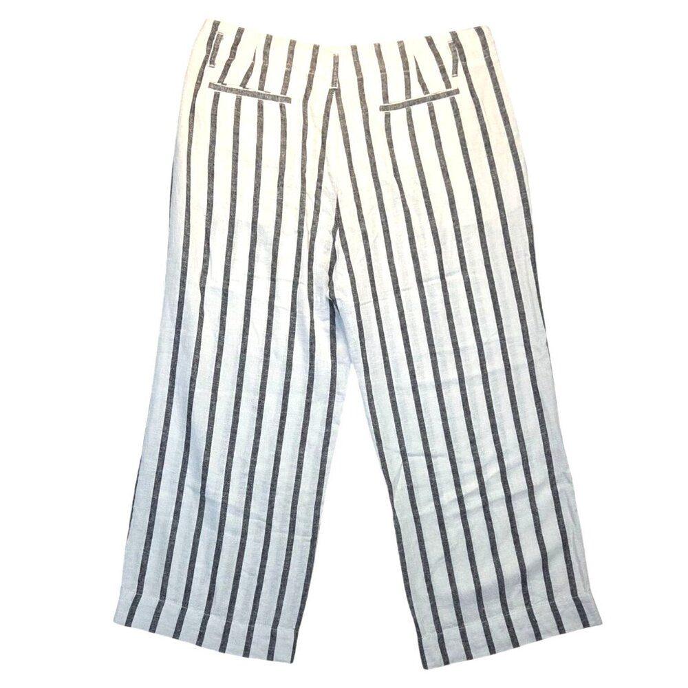 Sanctuary Inland White Black Striped Wide Leg Cropped Linen Coastal Pants 32 NWT - Picture 4 of 10